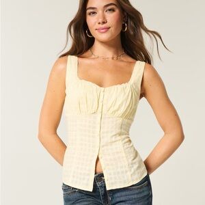 Hollister Light Yellow Sleeveless Blouse